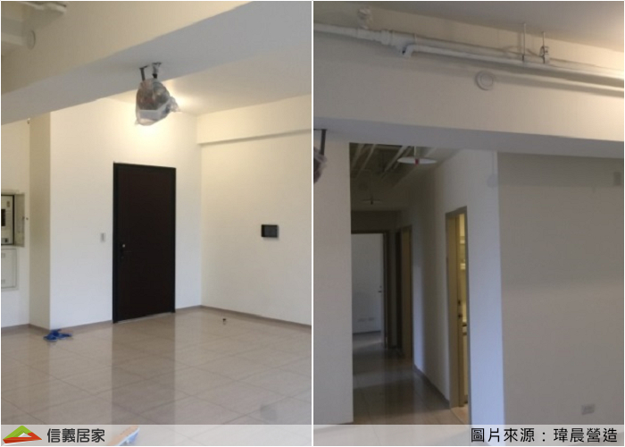 玄關處空間雖大,但大樑較低影響視覺效果,廚房隔間也讓拍攝影片的角度變得單調我們決定打造開放式廚房來增加開闊感!!